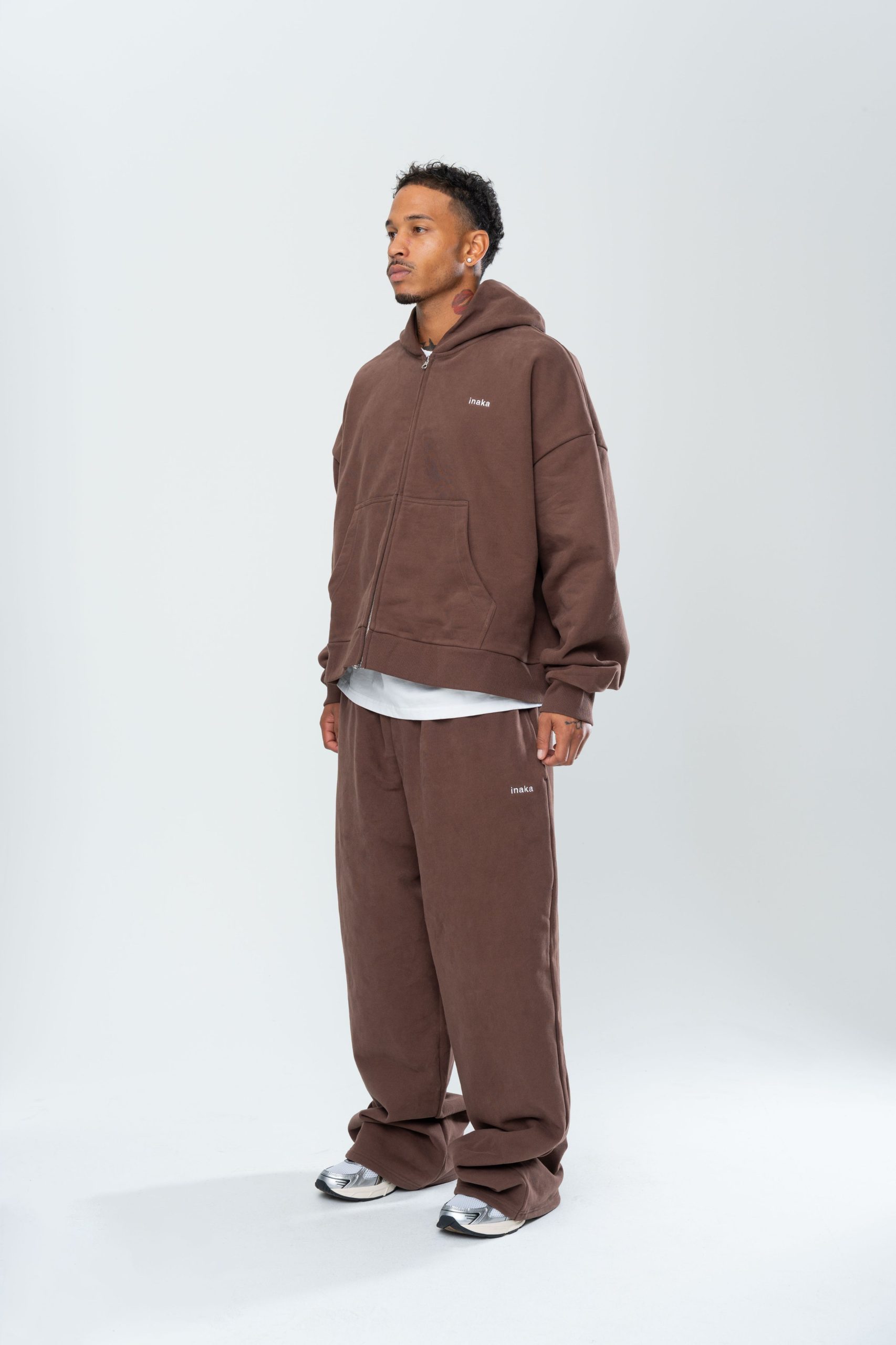 BASICS DOUBLE ZIP HOODIE - ESPRESSO - Image 4