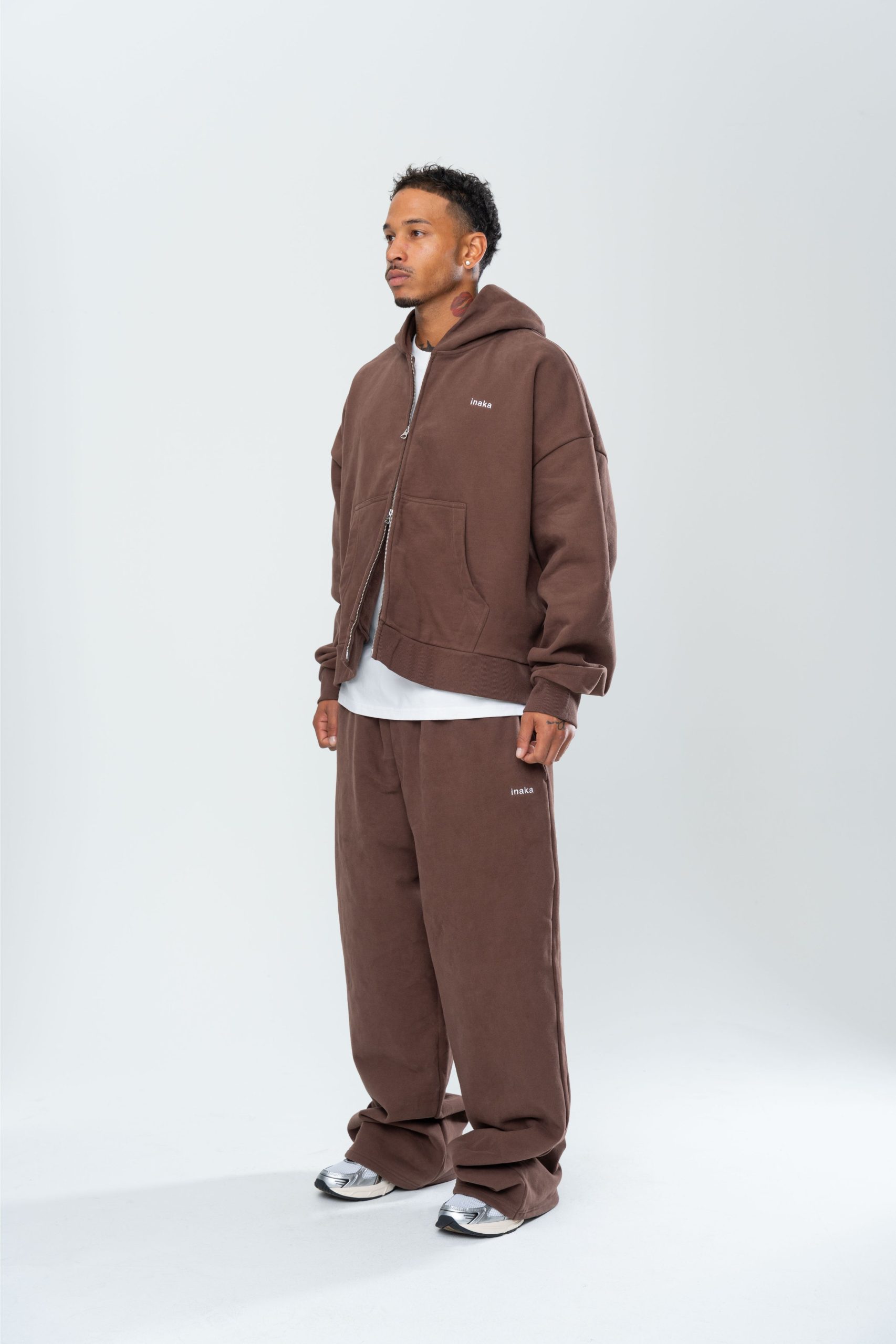 BASICS DOUBLE ZIP HOODIE - ESPRESSO - Image 5