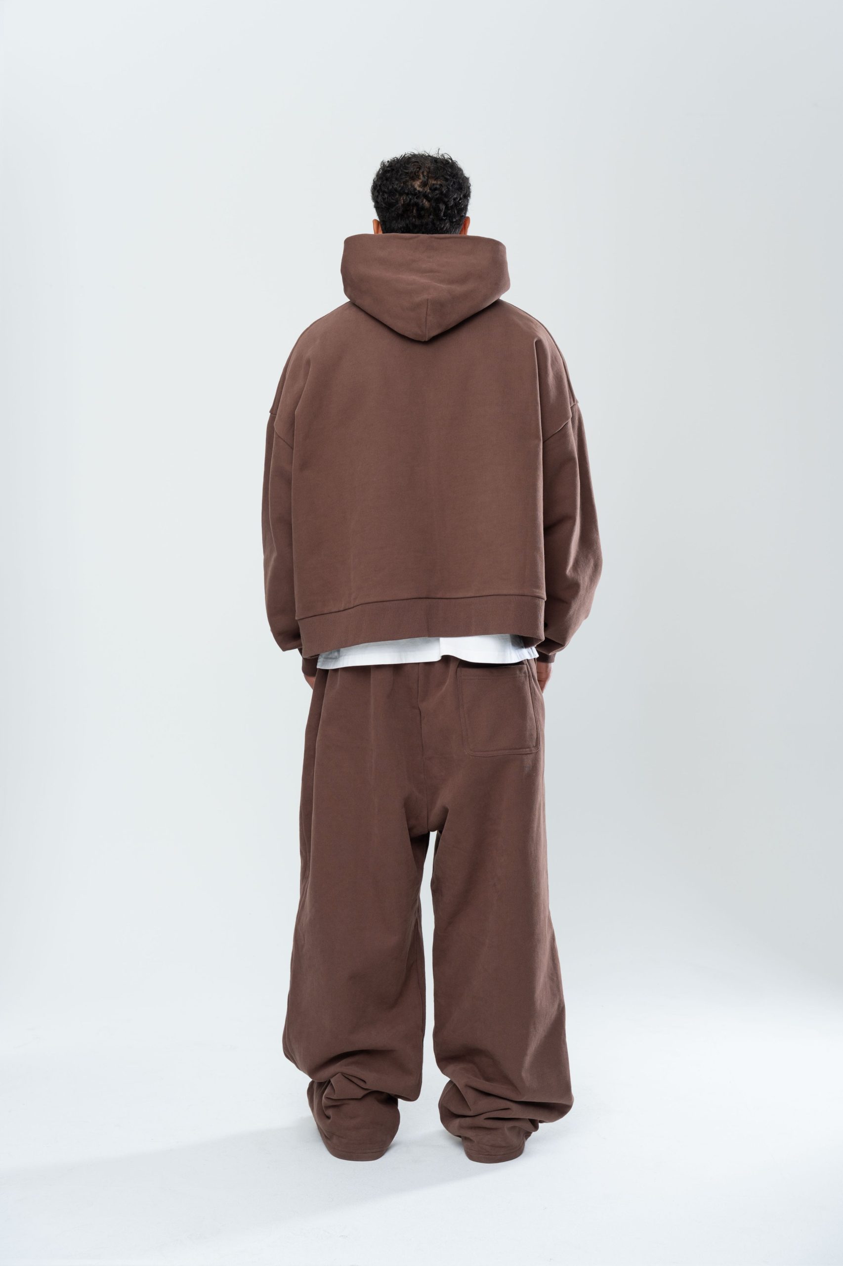 BASICS DOUBLE ZIP HOODIE - ESPRESSO - Image 6