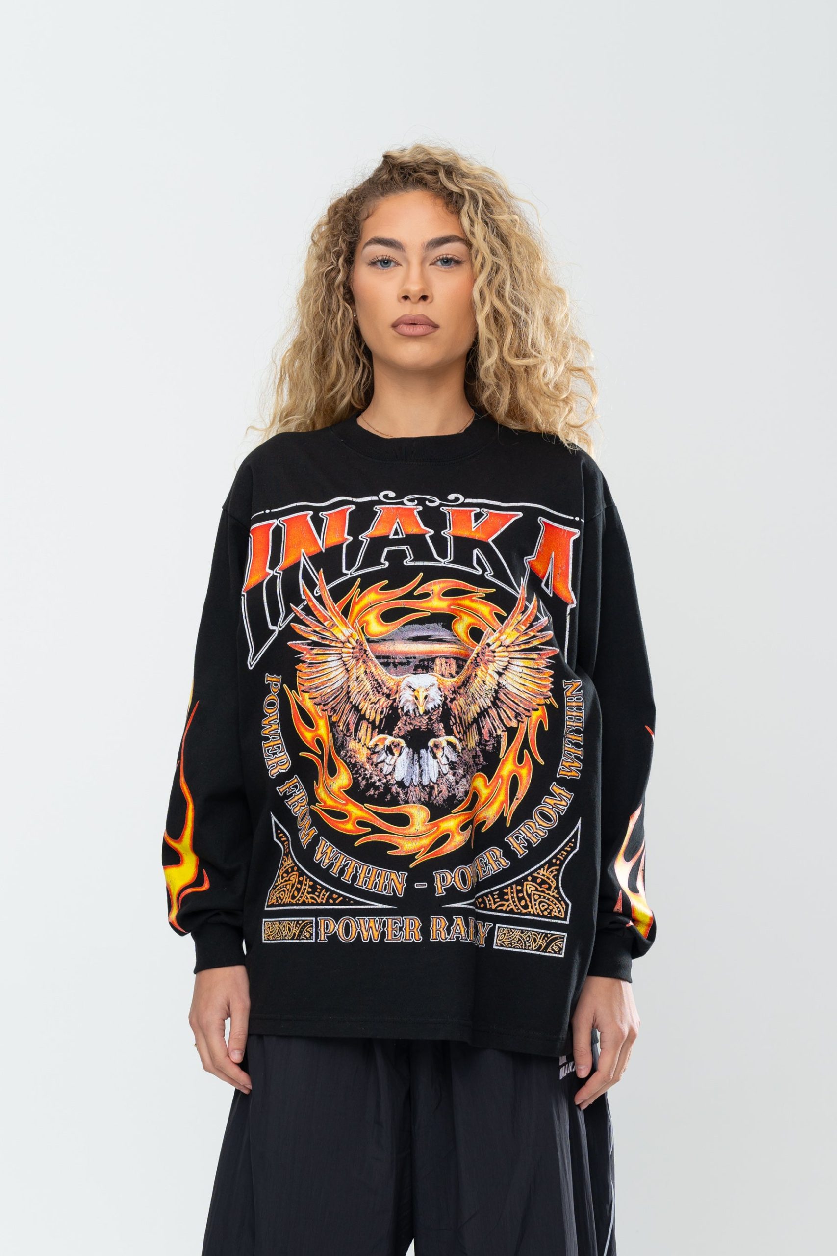 INAKA FLAME EAGLE LONG SLEEVE - BLACK - Image 4