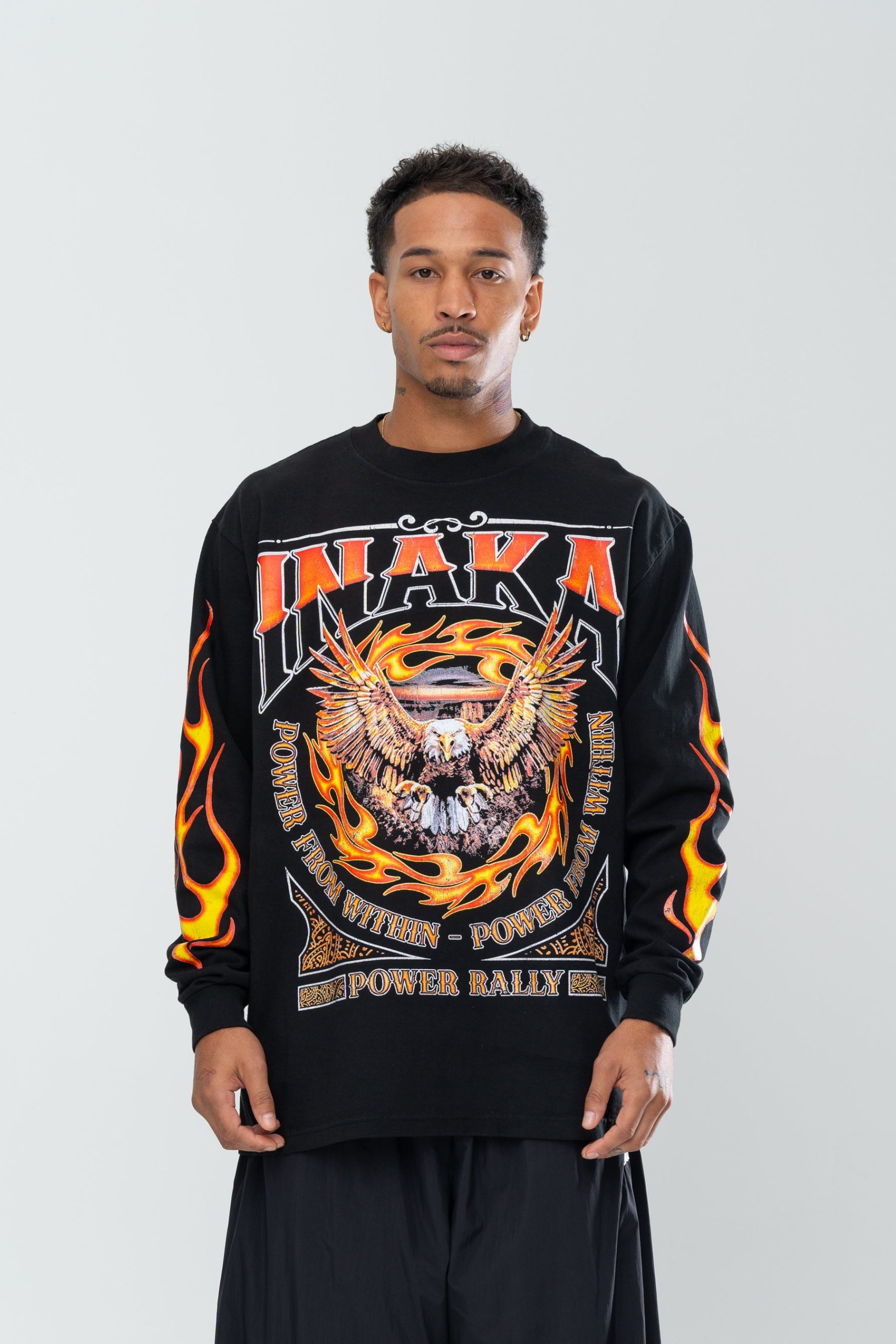 INAKA FLAME EAGLE LONG SLEEVE - BLACK - Image 8