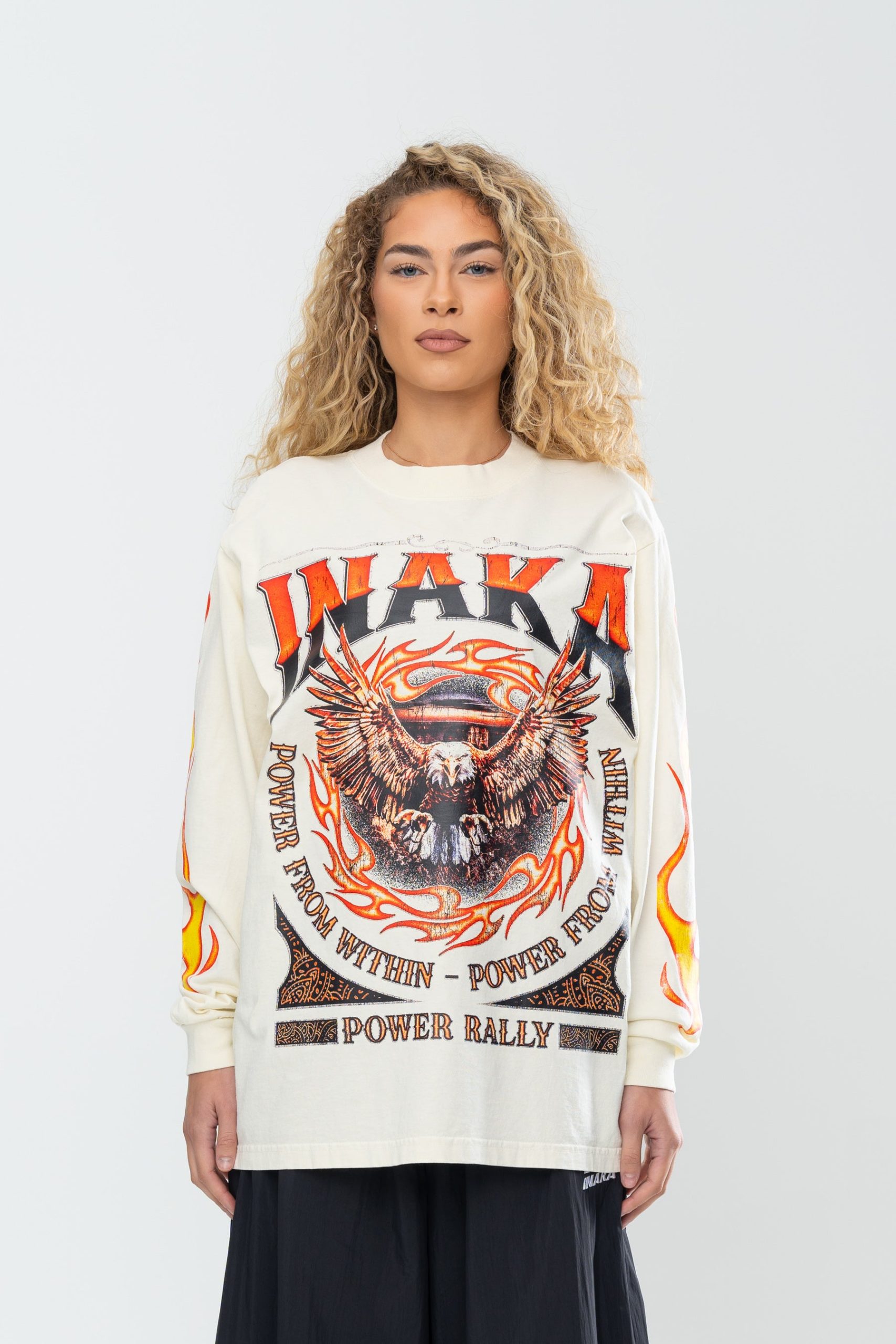 INAKA FLAME EAGLE LONG SLEEVE - CREAM - Image 4