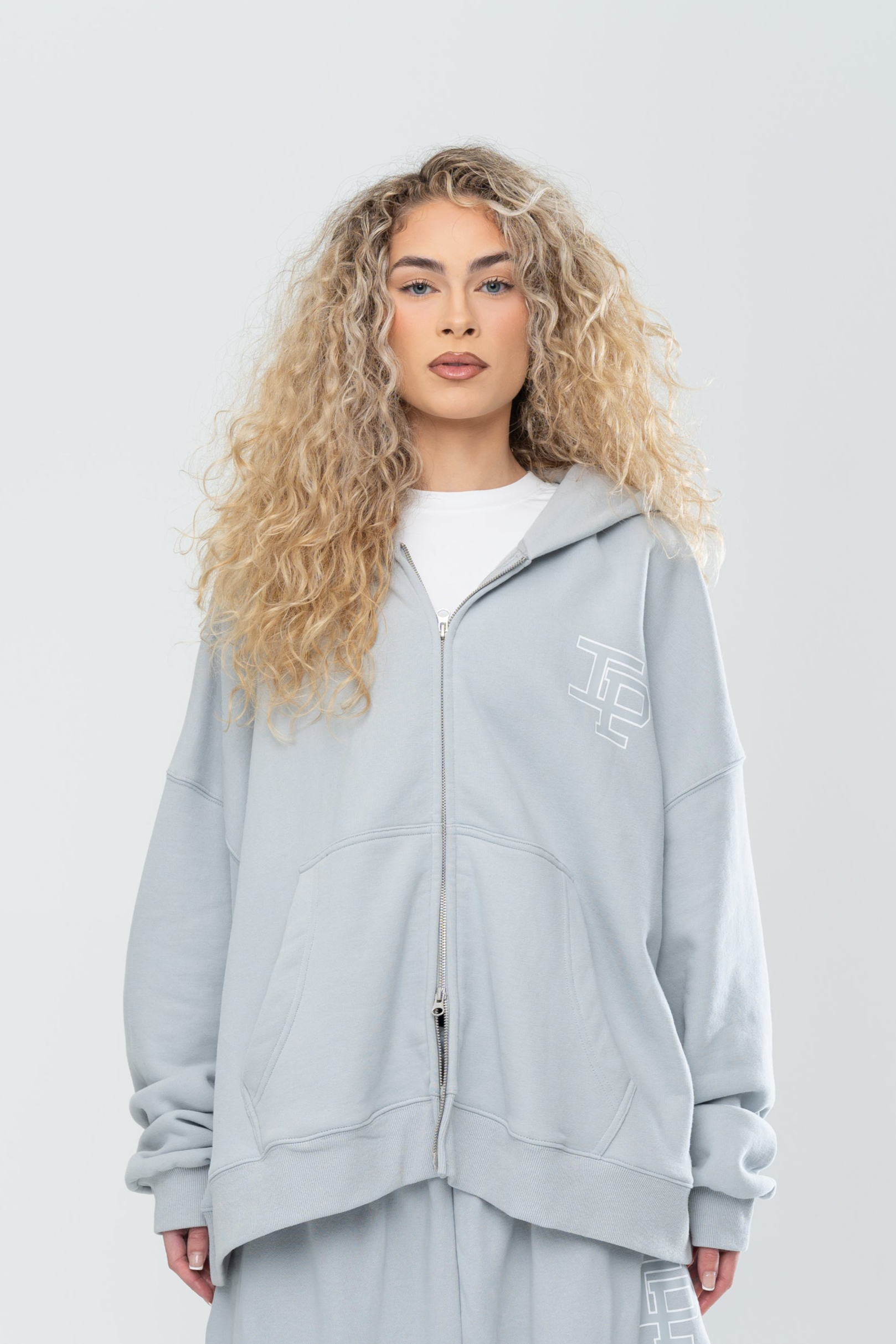 CLASSIC DOUBLE ZIP HOODIE - GREY - Image 10