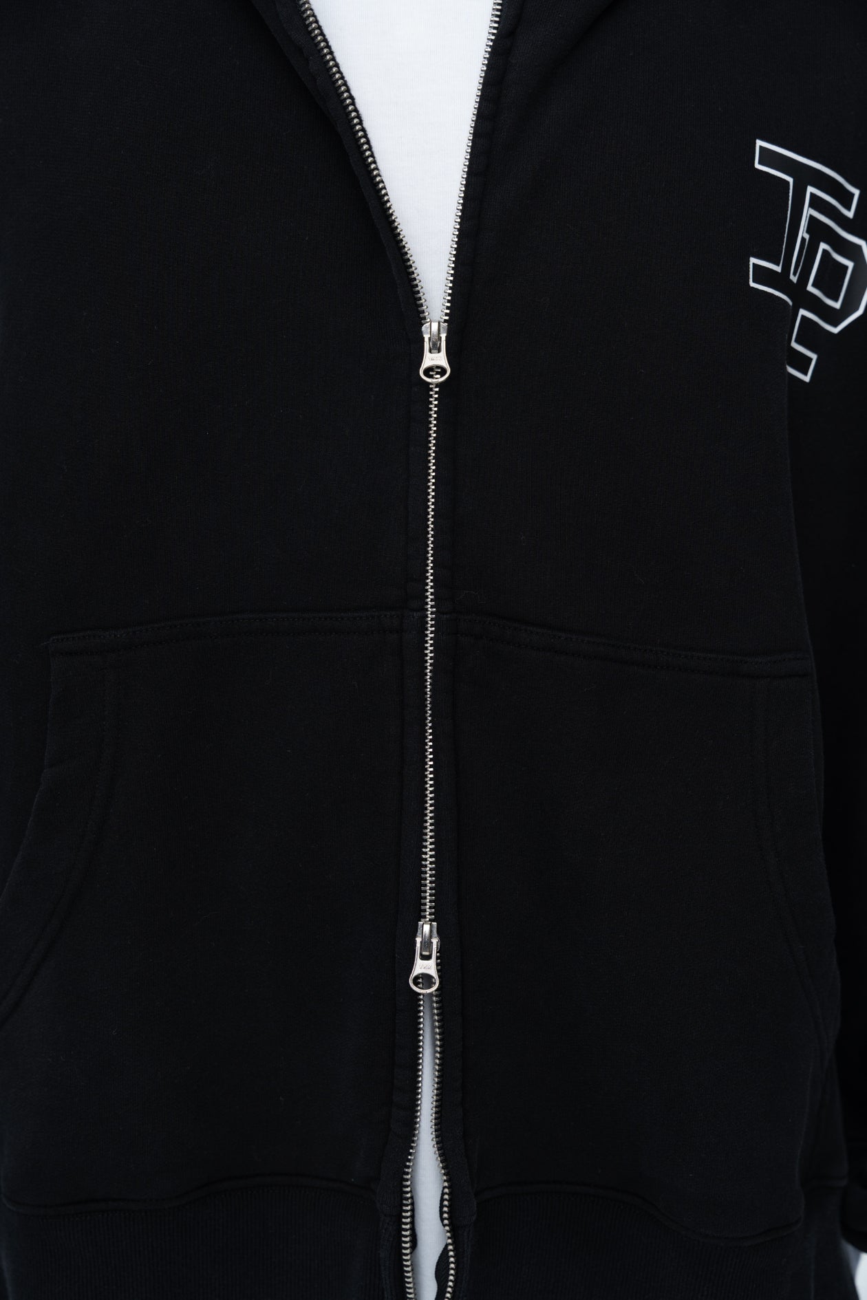 CLASSIC DOUBLE ZIP HOODIE - BLACK - Image 3