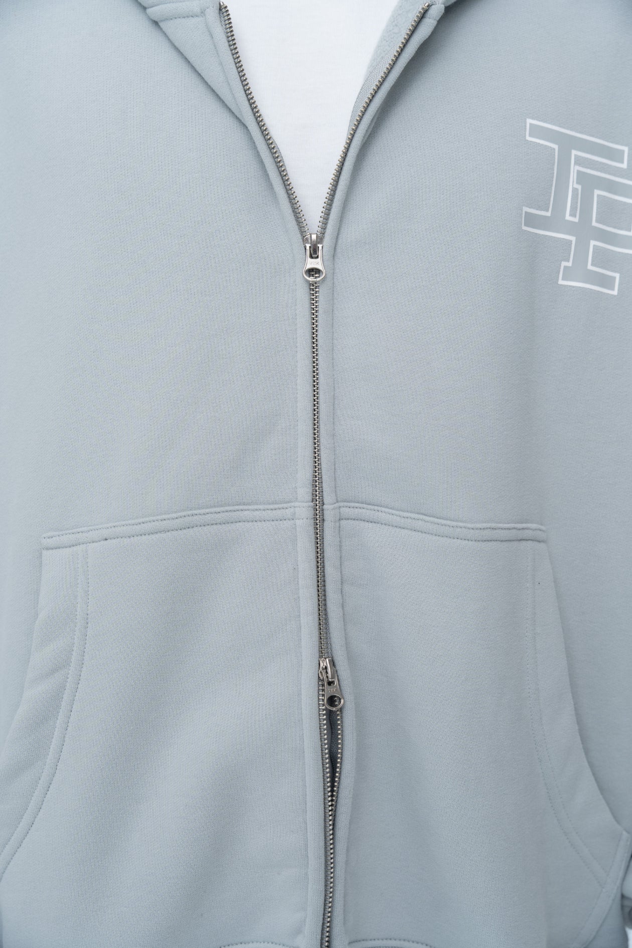 CLASSIC DOUBLE ZIP HOODIE - GREY - Image 5