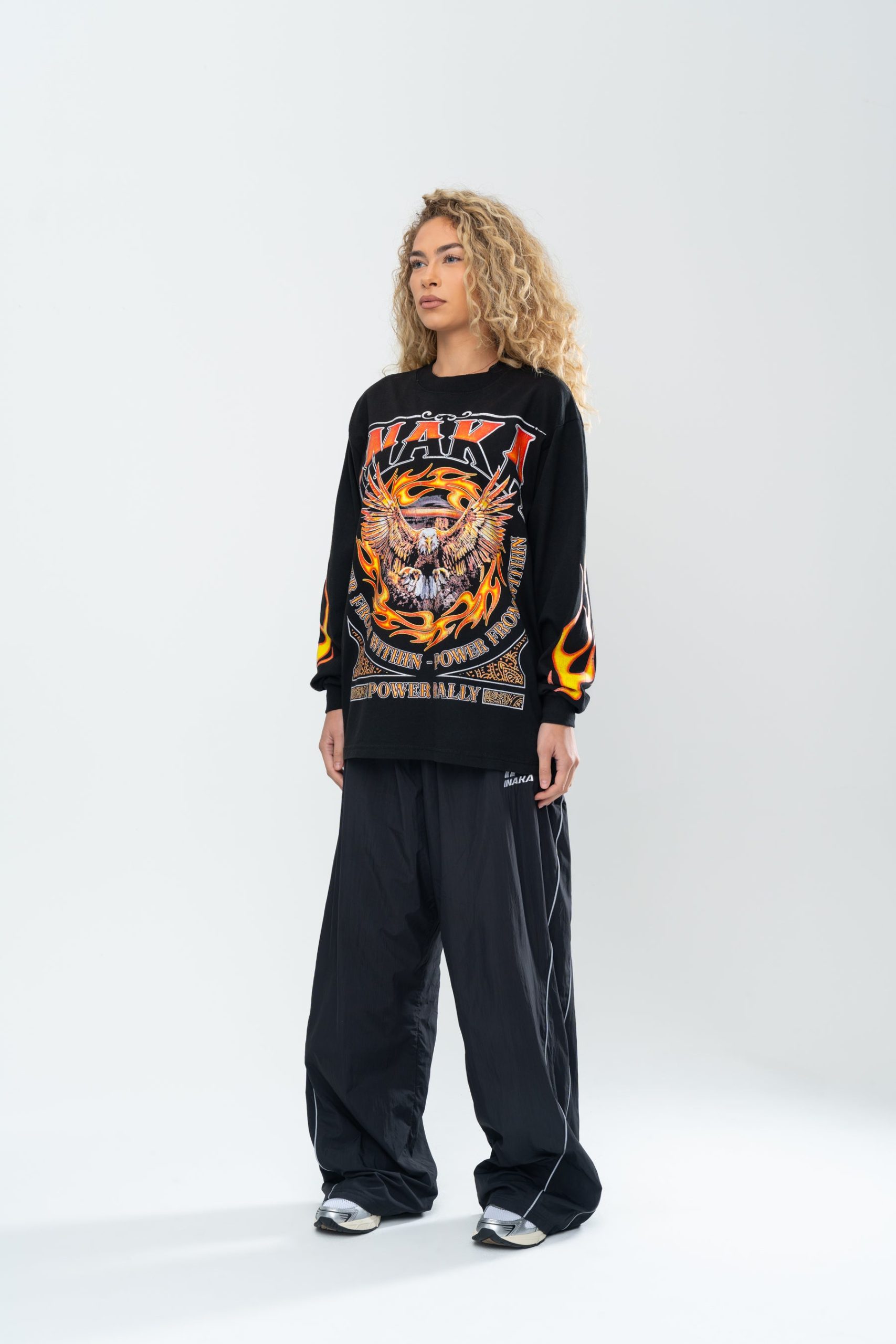 INAKA FLAME EAGLE LONG SLEEVE - BLACK - Image 5