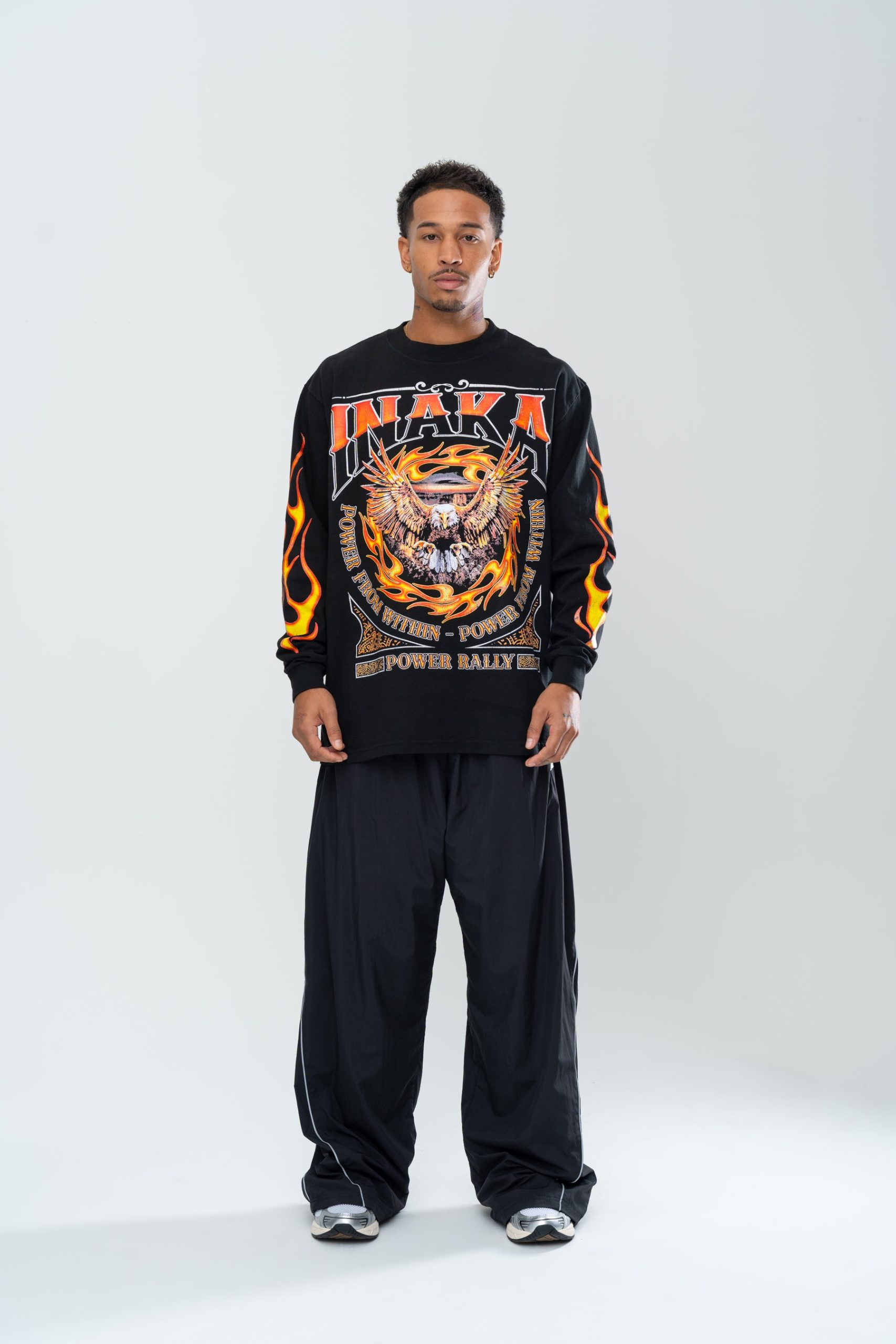 INAKA FLAME EAGLE LONG SLEEVE - BLACK - Image 7