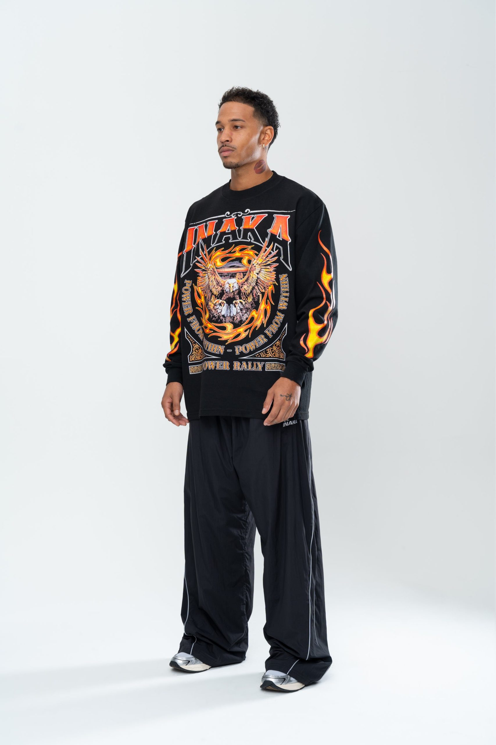 INAKA FLAME EAGLE LONG SLEEVE - BLACK - Image 9